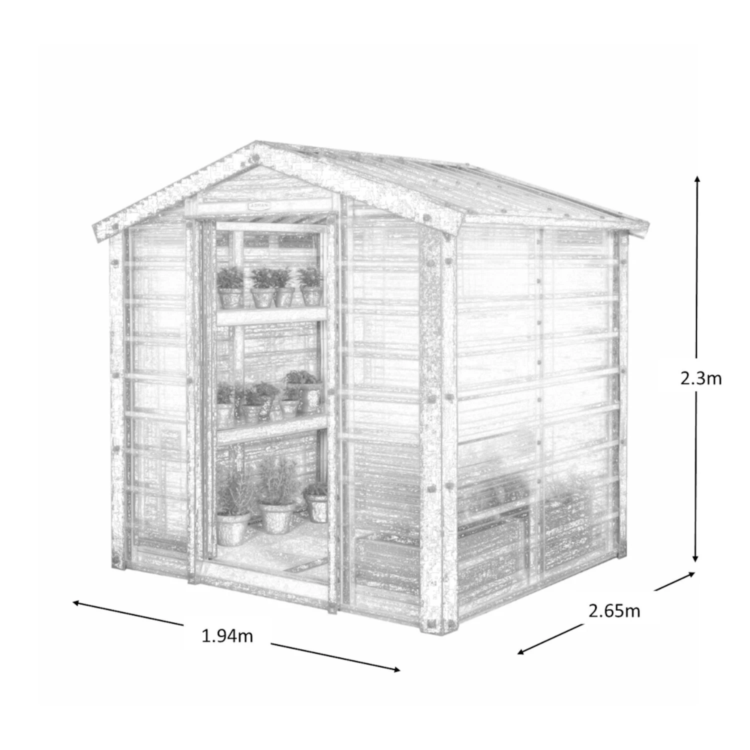 Adman Steel Sheds Multigrow 6.4x8.8 Greenhouse With Adjustable Vent 7 Adman Steel Sheds Multigrow 6.4x8.8 Greenhouse With Adjustable Vent - Image 7