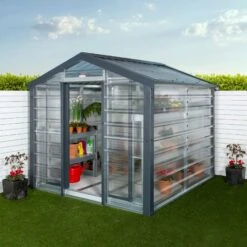 Adman Steel Sheds Multigrow 9.4x8.8 Greenhouse With Adjustable Vent -Hozelock Shop adman steel sheds multigrow 9 4x8 8 greenhouse with adjustable vent5391538910387 01i bq