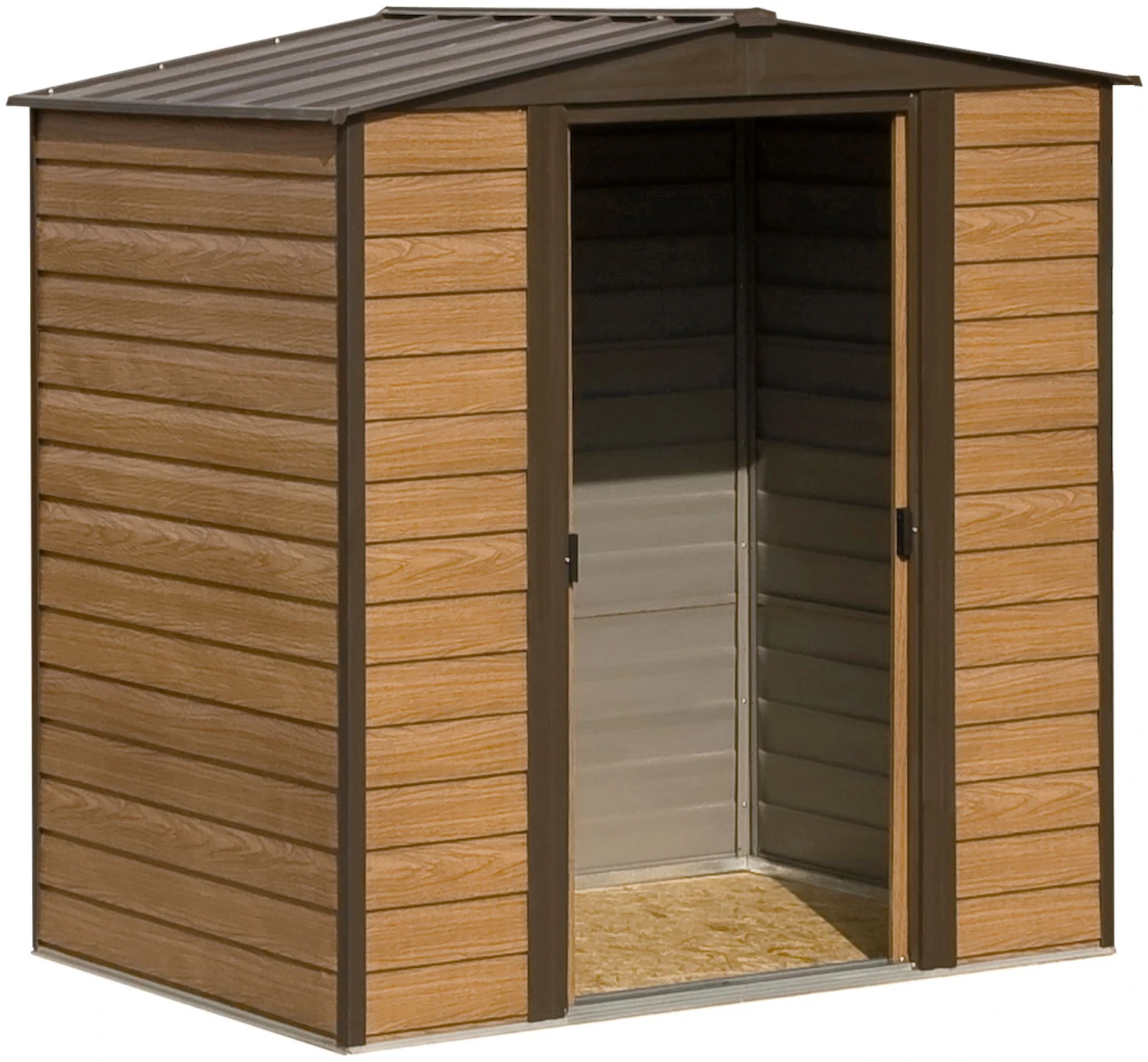 Arrow Woodvale 6x5 Apex Coffee Metal Shed 2 Arrow Woodvale 6x5 Apex Coffee Metal Shed - Image 2