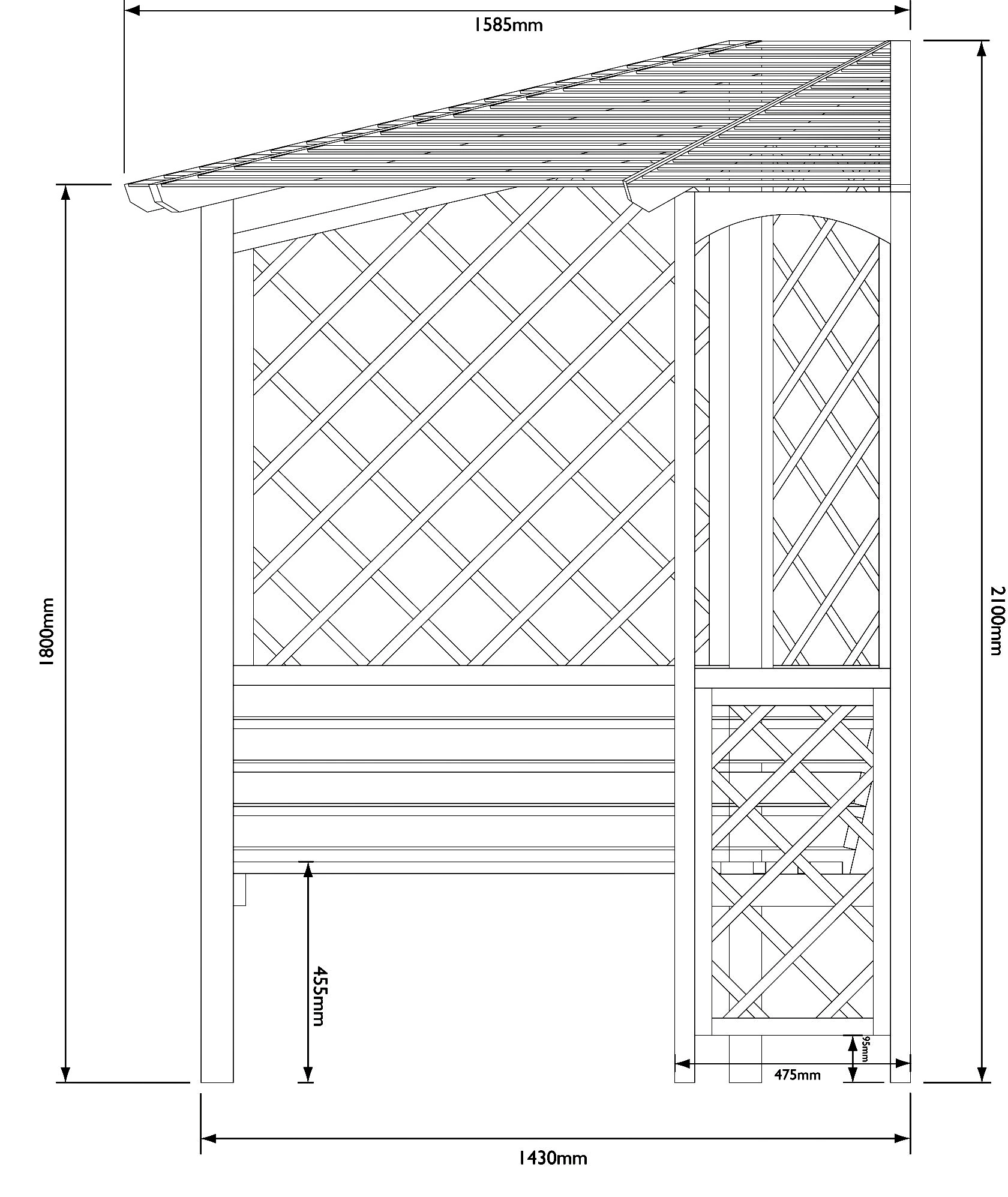 Blooma Chiltern Corner Arbour, (H)2100mm (W)1580mm (D)1580mm - Assembly Service Included 3 Blooma Chiltern Corner Arbour, (H)2100mm (W)1580mm (D)1580mm - Assembly Service Included - Image 3