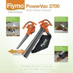 Flymo PowerVac 2700 Corded 2700W 100-230V Blower & Vacuum -Hozelock Shop flymo powervac 2700 corded 2700w 100 230v blower vacuum7392930664807 01t bq