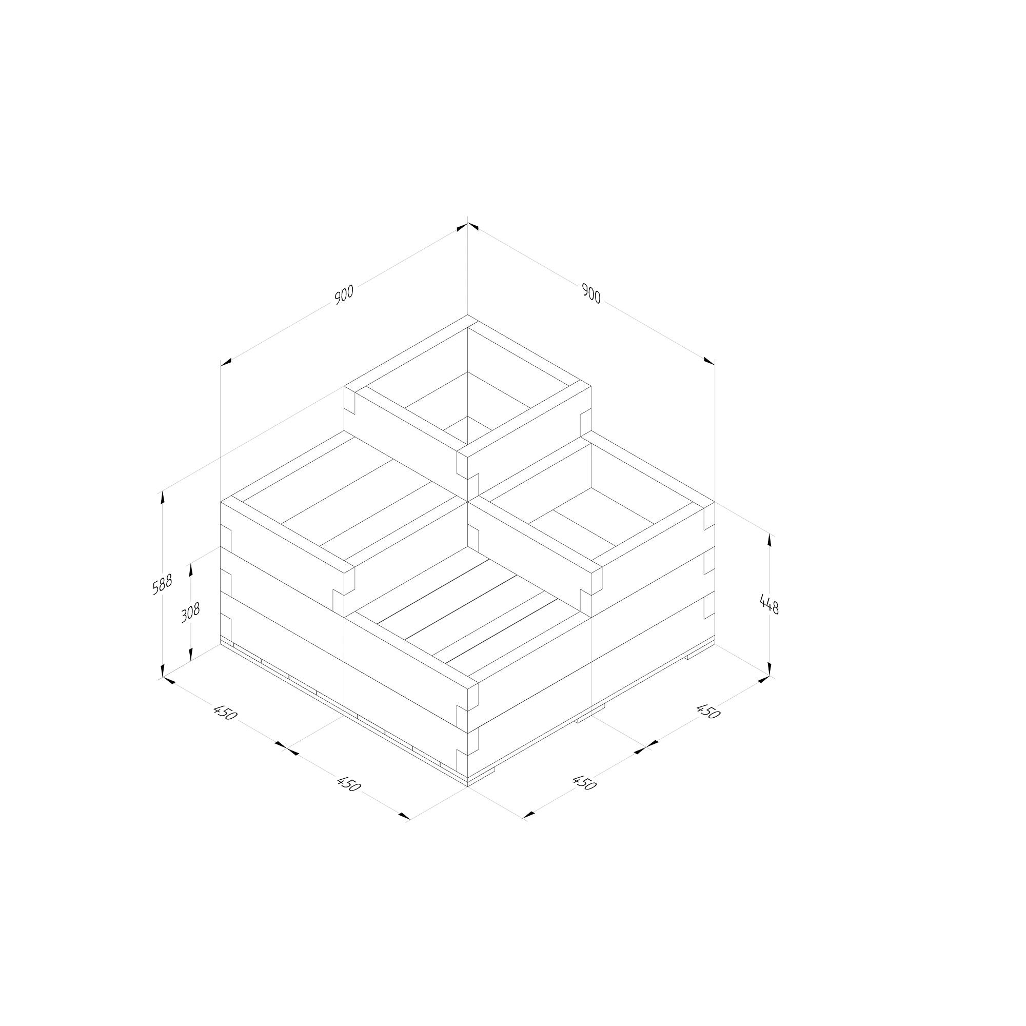Forest Garden 0.9m X 0.9m Mixed Softwood Rectangular Raised Bed Kit 0.81m² 5 Forest Garden 0.9m X 0.9m Mixed Softwood Rectangular Raised Bed Kit 0.81m² - Image 5