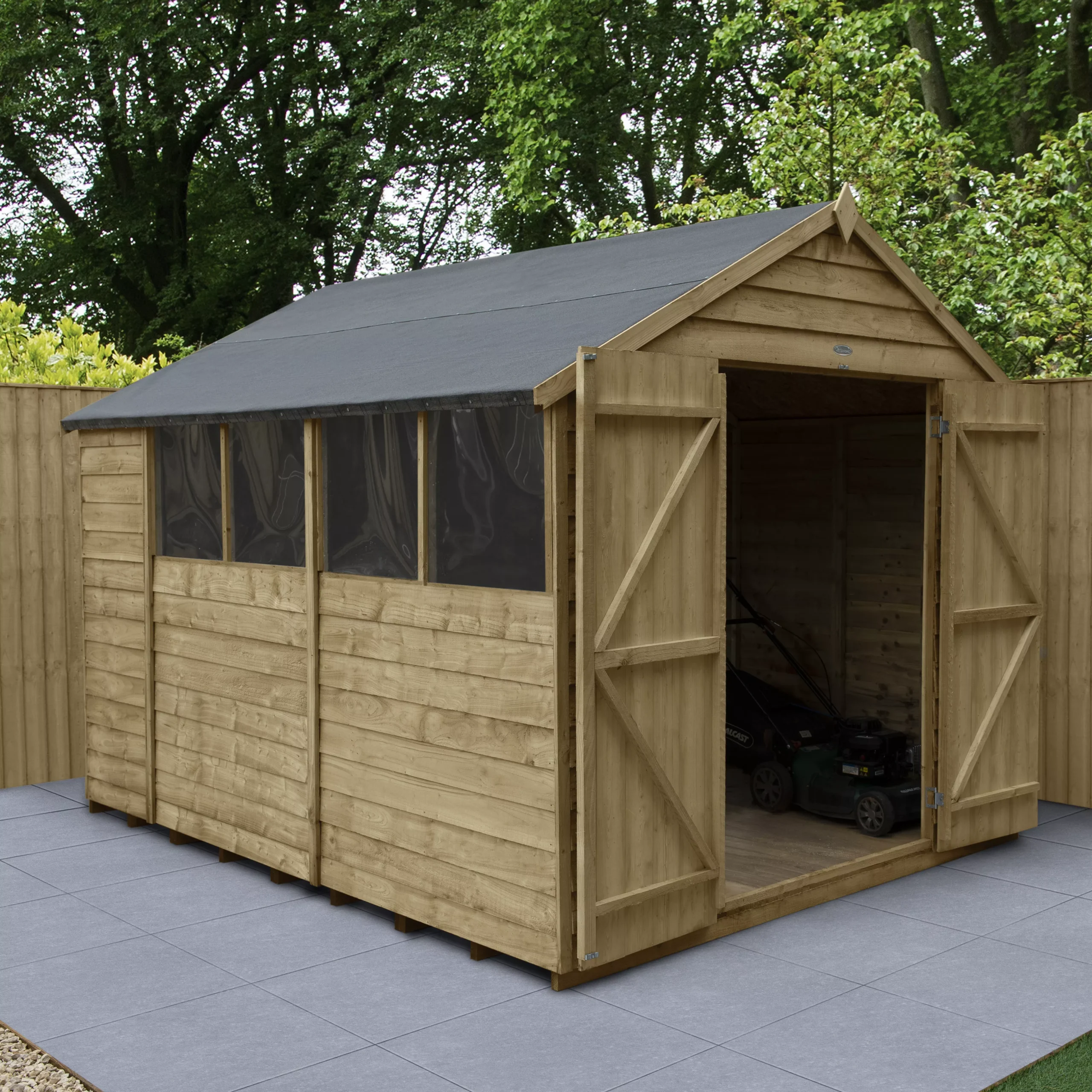 Forest Garden 10x8 Apex Pressure Treated Overlap Wooden Shed With Floor - Assembly Service Included 1 Forest Garden 10x8 Apex Pressure Treated Overlap Wooden Shed With Floor - Assembly Service Included