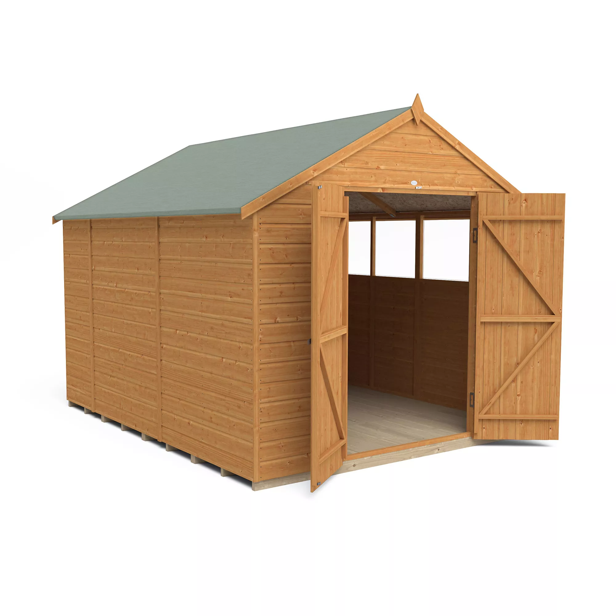 Forest Garden 12x8 Ft Apex Shiplap Wooden 2 Door 6 Windows Shed With Floor 3 Forest Garden 12x8 Ft Apex Shiplap Wooden 2 Door 6 Windows Shed With Floor - Image 3