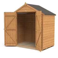 Forest Garden 6x4 Ft Apex Wooden 2 Door Shed With Floor - Assembly Service Included -Hozelock Shop forest garden 6x4 ft apex wooden 2 door shed with floor assembly service included5013053177303 02c bq