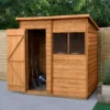 Forest Garden 6x4 Pent Dip Treated Overlap Wooden Shed With Floor (Base Included)