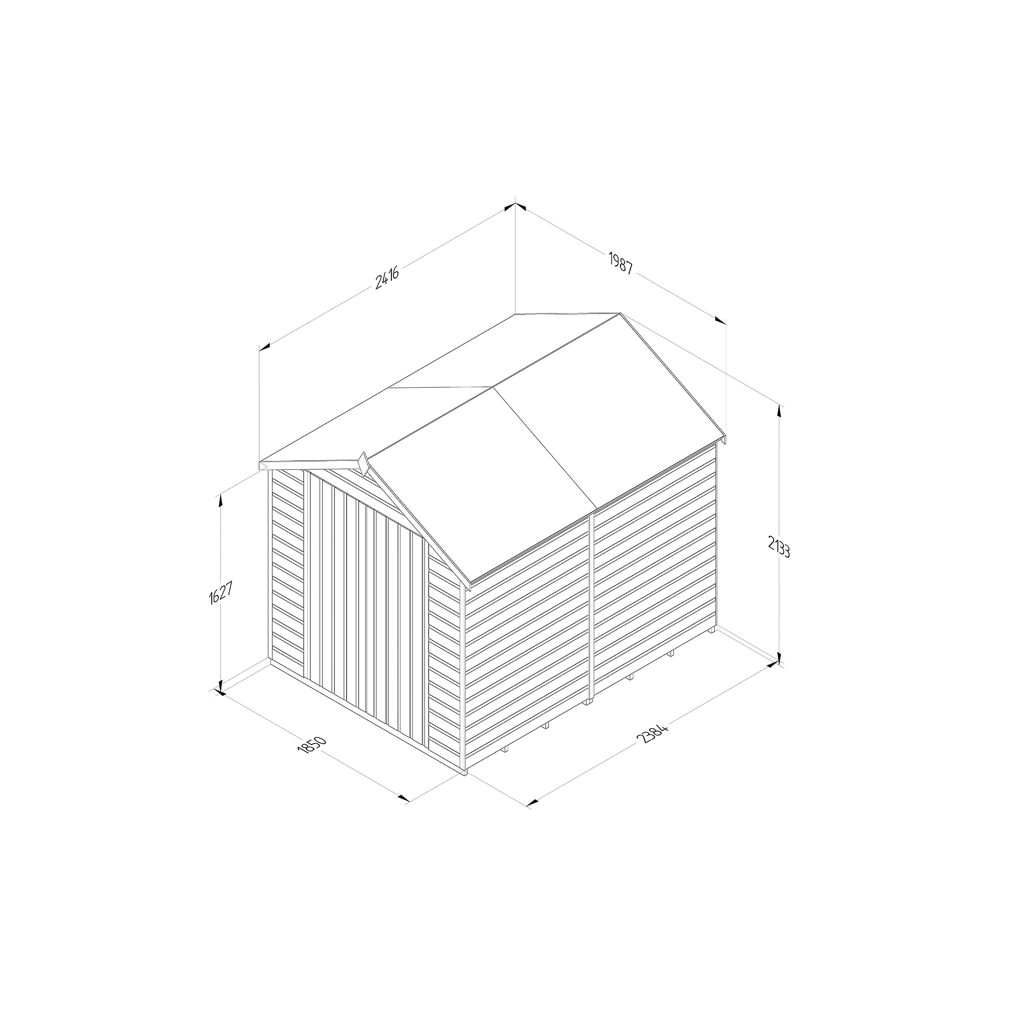 Forest Garden 6x8 Apex Dip Treated Shiplap Wooden Shed With Floor - Assembly Service Included 4 Forest Garden 6x8 Apex Dip Treated Shiplap Wooden Shed With Floor - Assembly Service Included - Image 4