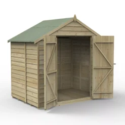 Forest Garden 7x5 Apex Pressure Treated Overlap Wooden Shed With Floor - Assembly Service Included