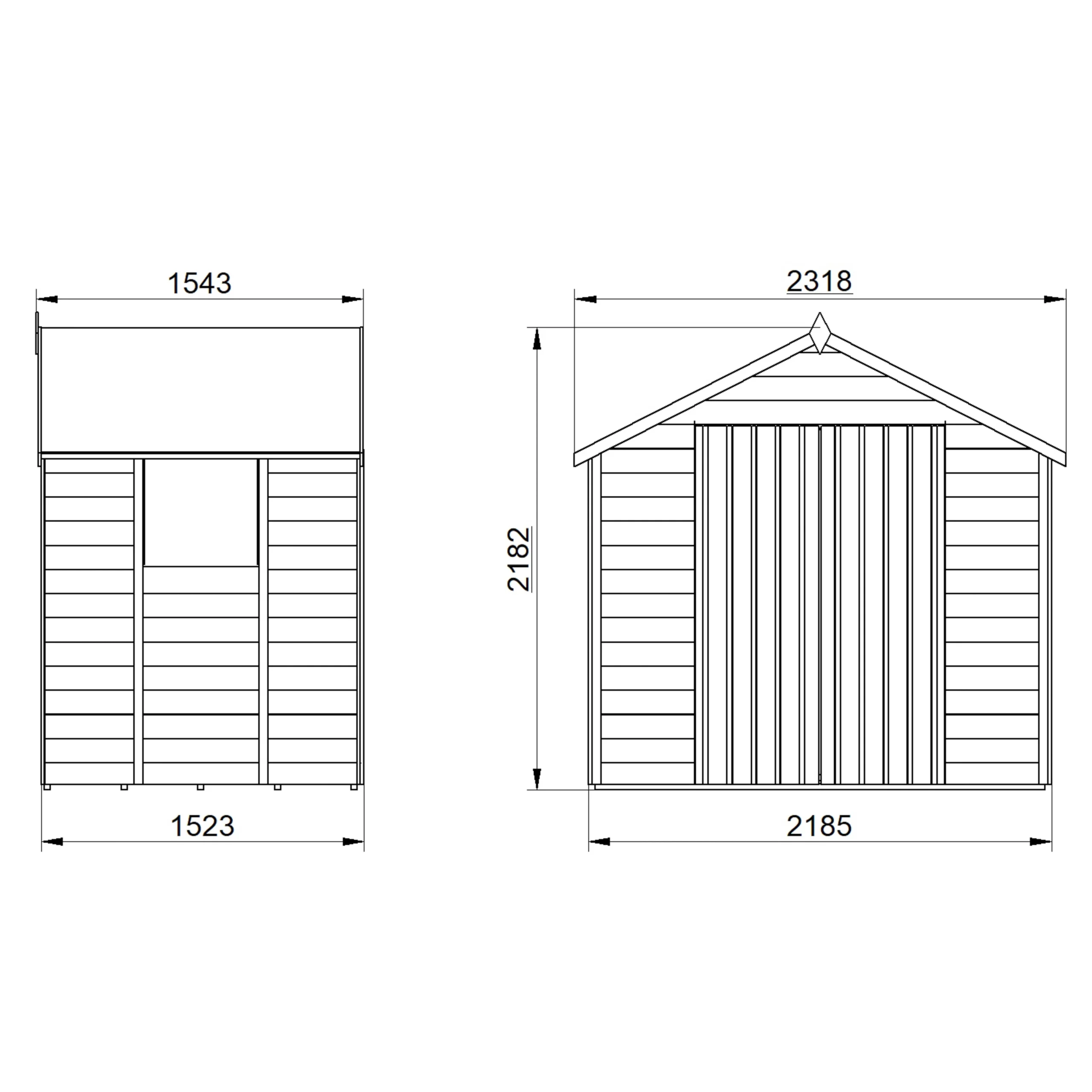 Forest Garden 7x5 Apex Pressure Treated Overlap Wooden Shed With Floor (Base Included) 6 Forest Garden 7x5 Apex Pressure Treated Overlap Wooden Shed With Floor (Base Included) - Image 6