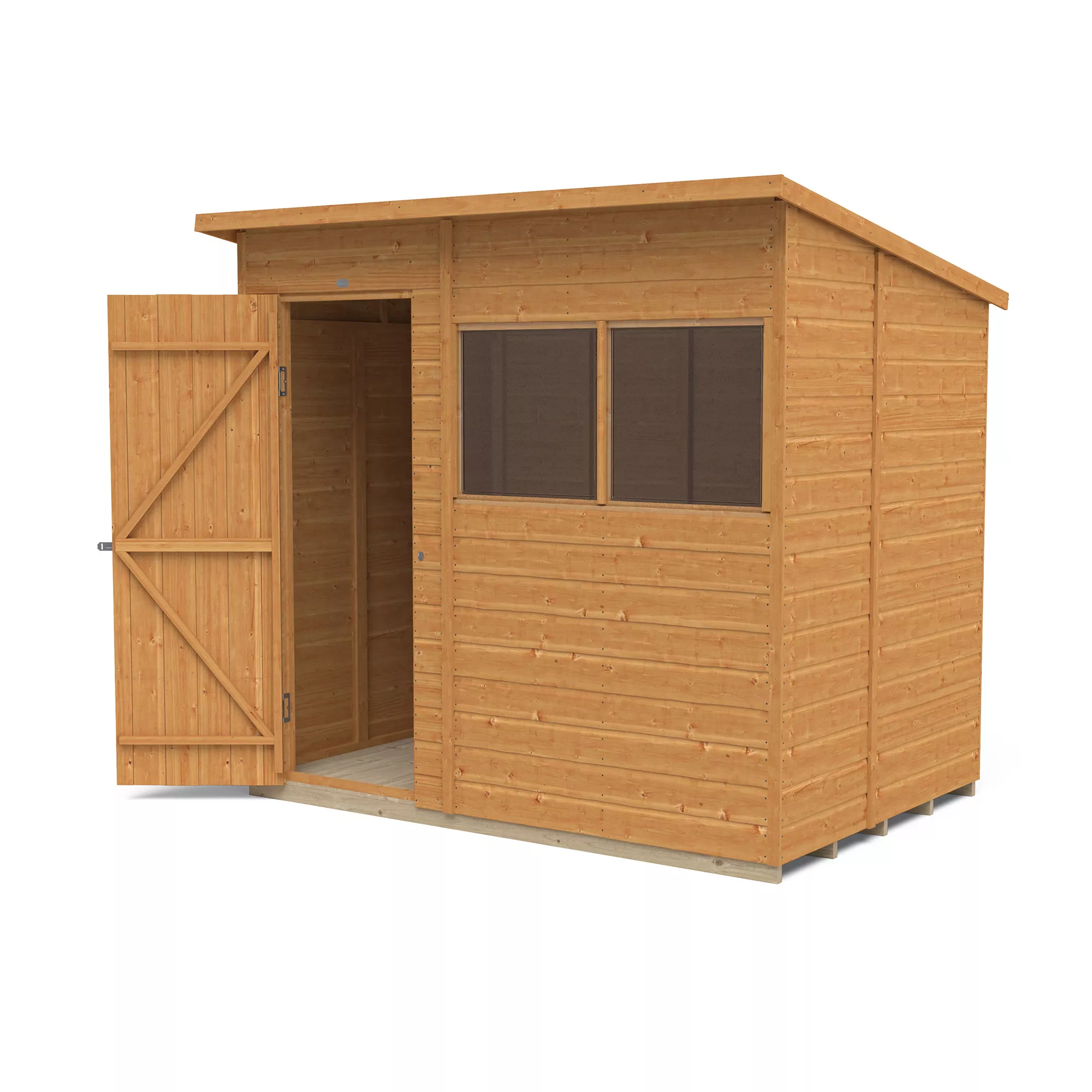Forest Garden 7x5 Ft Pent Shiplap Wooden 2 Windows Shed With Floor (Base Included) 2 Forest Garden 7x5 Ft Pent Shiplap Wooden 2 Windows Shed With Floor (Base Included) - Image 2