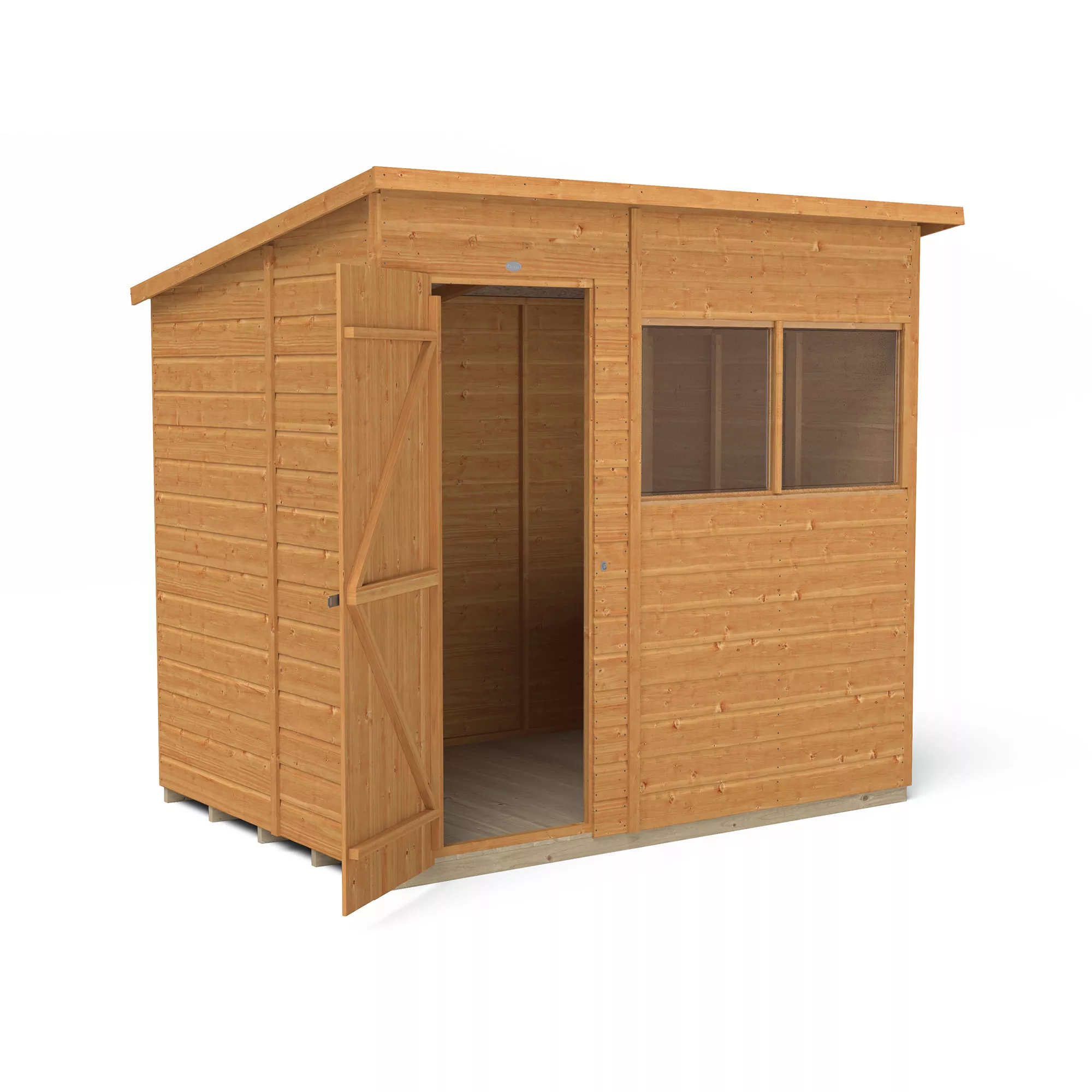 Forest Garden 7x5 Ft Pent Shiplap Wooden 2 Windows Shed With Floor (Base Included) 4 Forest Garden 7x5 Ft Pent Shiplap Wooden 2 Windows Shed With Floor (Base Included) - Image 4