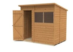 Forest Garden 7x5 Pent Dip Treated Overlap Wooden Shed With Floor (Base Included) -Hozelock Shop forest garden 7x5 pent dip treated overlap wooden shed with floor base included 5013053178454 21c bq
