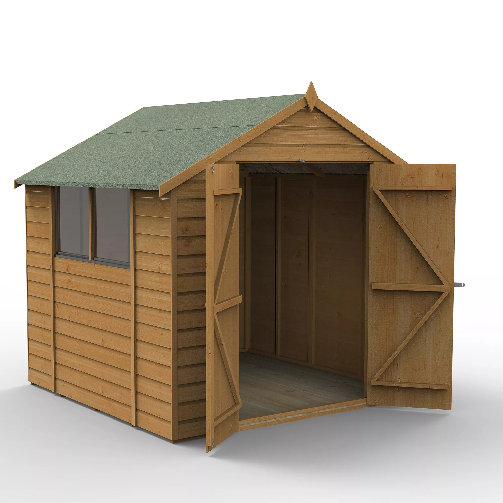 Forest Garden 7x7 Apex Dip Treated Shiplap Wooden Shed With Floor (Base Included) - Assembly Service Included 1 Forest Garden 7x7 Apex Dip Treated Shiplap Wooden Shed With Floor (Base Included) - Assembly Service Included