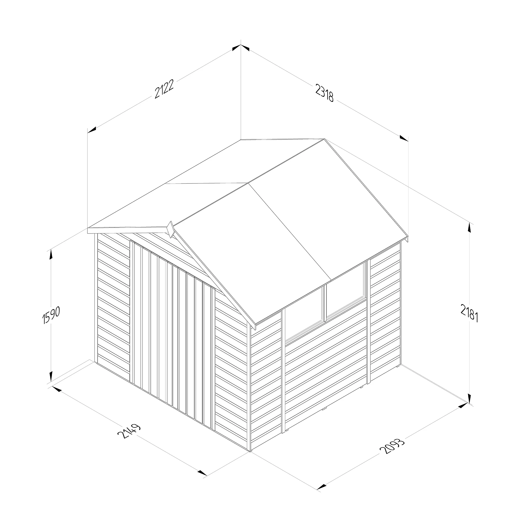 Forest Garden 7x7 Apex Dip Treated Shiplap Wooden Shed With Floor (Base Included) - Assembly Service Included 4 Forest Garden 7x7 Apex Dip Treated Shiplap Wooden Shed With Floor (Base Included) - Assembly Service Included - Image 4