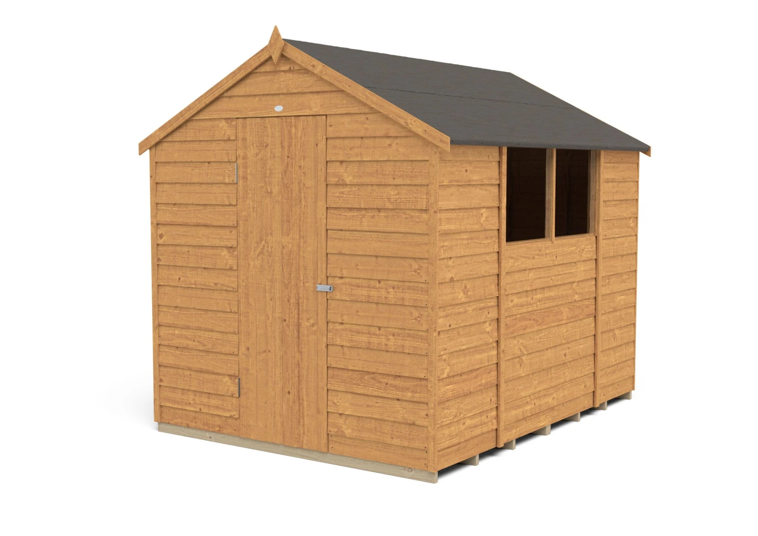 Forest Garden 8x6 Apex Dip Treated Overlap Wooden Shed With Floor (Base Included) - Assembly Service Included 2 Forest Garden 8x6 Apex Dip Treated Overlap Wooden Shed With Floor (Base Included) - Assembly Service Included - Image 2