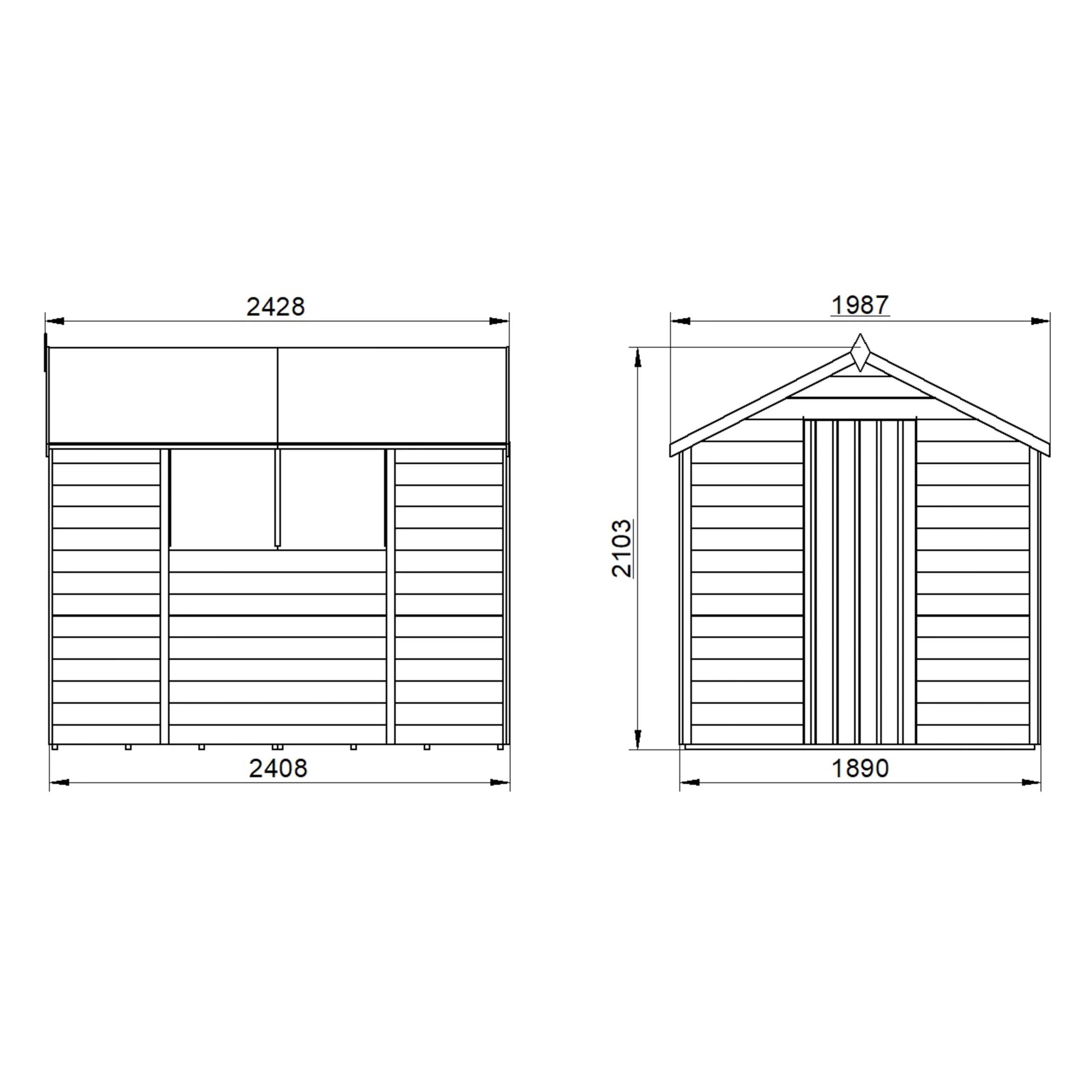 Forest Garden 8x6 Apex Dip Treated Overlap Wooden Shed With Floor (Base Included) - Assembly Service Included 7 Forest Garden 8x6 Apex Dip Treated Overlap Wooden Shed With Floor (Base Included) - Assembly Service Included - Image 7