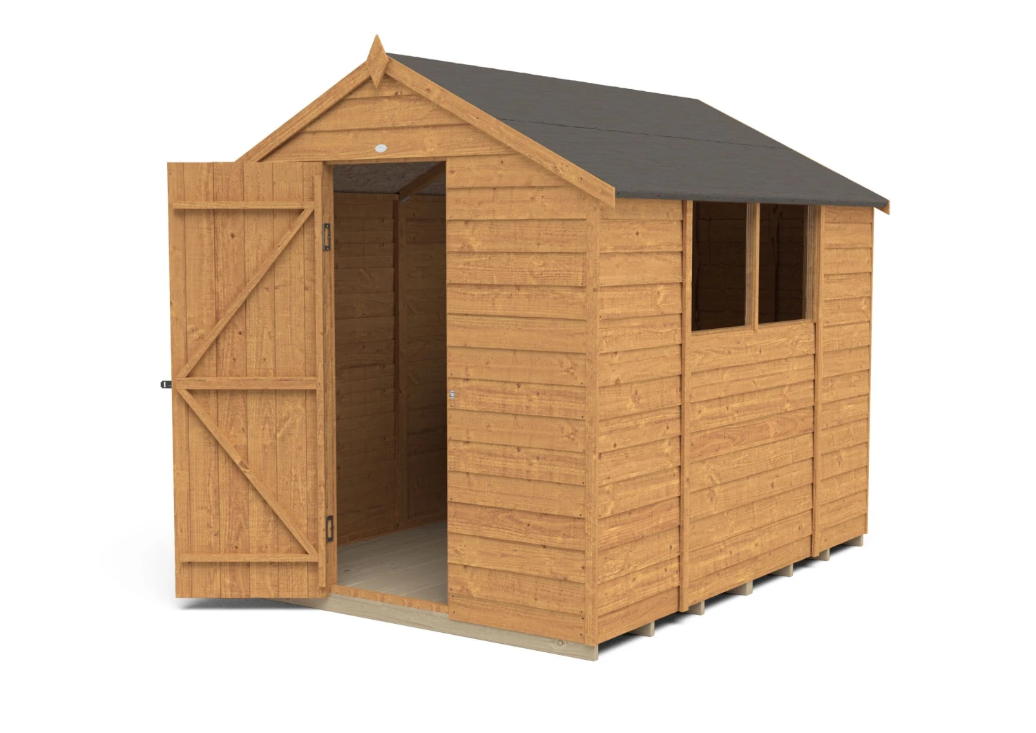 Forest Garden 8x6 Apex Dip Treated Overlap Wooden Shed With Floor (Base Included) - Assembly Service Included 4 Forest Garden 8x6 Apex Dip Treated Overlap Wooden Shed With Floor (Base Included) - Assembly Service Included - Image 4