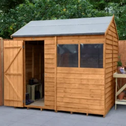 Forest Garden 8x6 Reverse Apex Dip Treated Overlap Wooden Shed With Floor (Base Included)