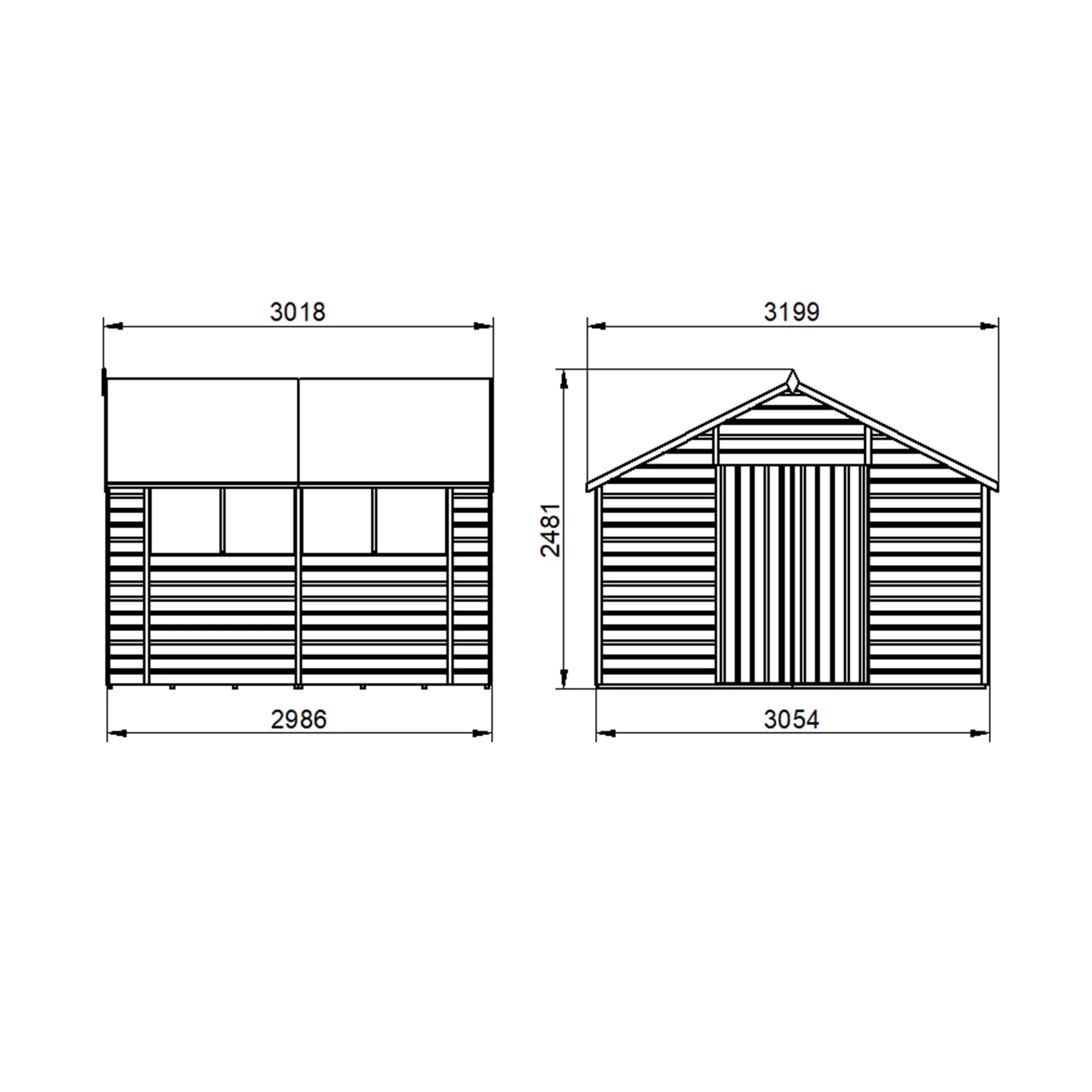 Forest Garden Delamere Range 10x10 Ft Apex Shiplap Wooden 2 Door 4 Windows Shed With Floor 20 Forest Garden Delamere Range 10x10 Ft Apex Shiplap Wooden 2 Door 4 Windows Shed With Floor - Image 20