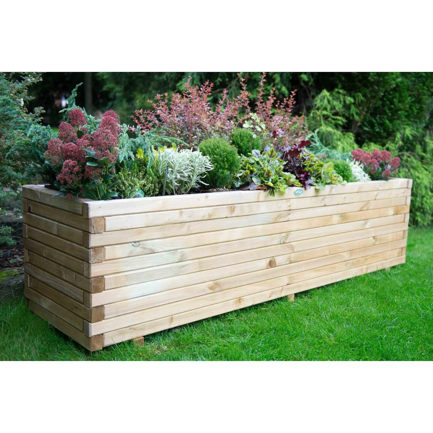 Forest Garden Lomello Natural Timber Wooden Rectangular Planter 2 Forest Garden Lomello Natural Timber Wooden Rectangular Planter - Image 2