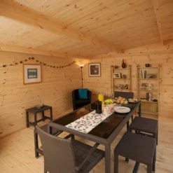 Forest Garden Mendip 5x4 Toughened Glass Pent Loglap Solid Wood Cabin With Double Door -Hozelock Shop forest garden mendip 5x4 toughened glass pent loglap solid wood cabin with double door5013053181461 36c bq