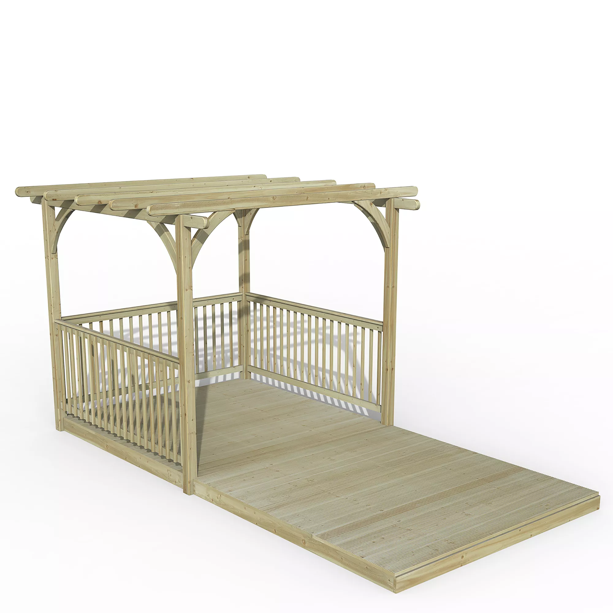 Forest Garden Natural Pergola & Decking Kit, X4 Post X3 Balustrade (H) 2.5m X (W) 3m 1 Forest Garden Natural Pergola & Decking Kit, X4 Post X3 Balustrade (H) 2.5m X (W) 3m
