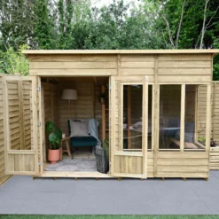Forest Garden Oakley 10x6 Pent Overlap Solid Wood Summer House With Double Door - Assembly Service Included -Hozelock Shop forest garden oakley 10x6 pent overlap solid wood summer house with double door assembly service included5013053188682 03i bq