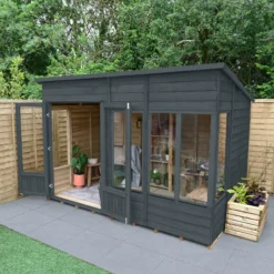 Forest Garden Oakley 10x6 Pent Overlap Solid Wood Summer House With Double Door (Base Included) -Hozelock Shop forest garden oakley 10x6 pent overlap solid wood summer house with double door base included 5013053188743 02i bq
