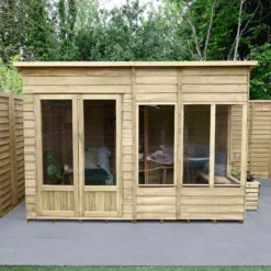 Forest Garden Oakley 10x6 Pent Overlap Solid Wood Summer House With Double Door