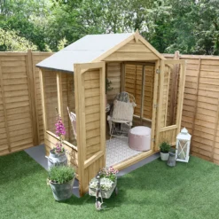 Forest Garden Oakley 6x4 Apex Overlap Solid Wood Summer House With Double Door (Base Included) - Assembly Service Included -Hozelock Shop forest garden oakley 6x4 apex overlap solid wood summer house with double door base included assembly service included5013053188453 03i bq