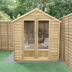 Forest Garden Oakley 6x4 Apex Overlap Solid Wood Summer House With Double Door