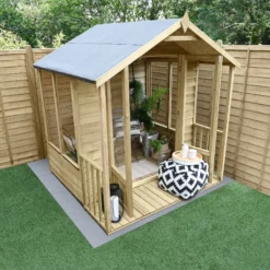 Forest Garden Oakley 6x6 Apex Overlap Solid Wood Summer House With Double Door - Assembly Service Included -Hozelock Shop forest garden oakley 6x6 apex overlap solid wood summer house with double door assembly service included5013053188491 03i bq