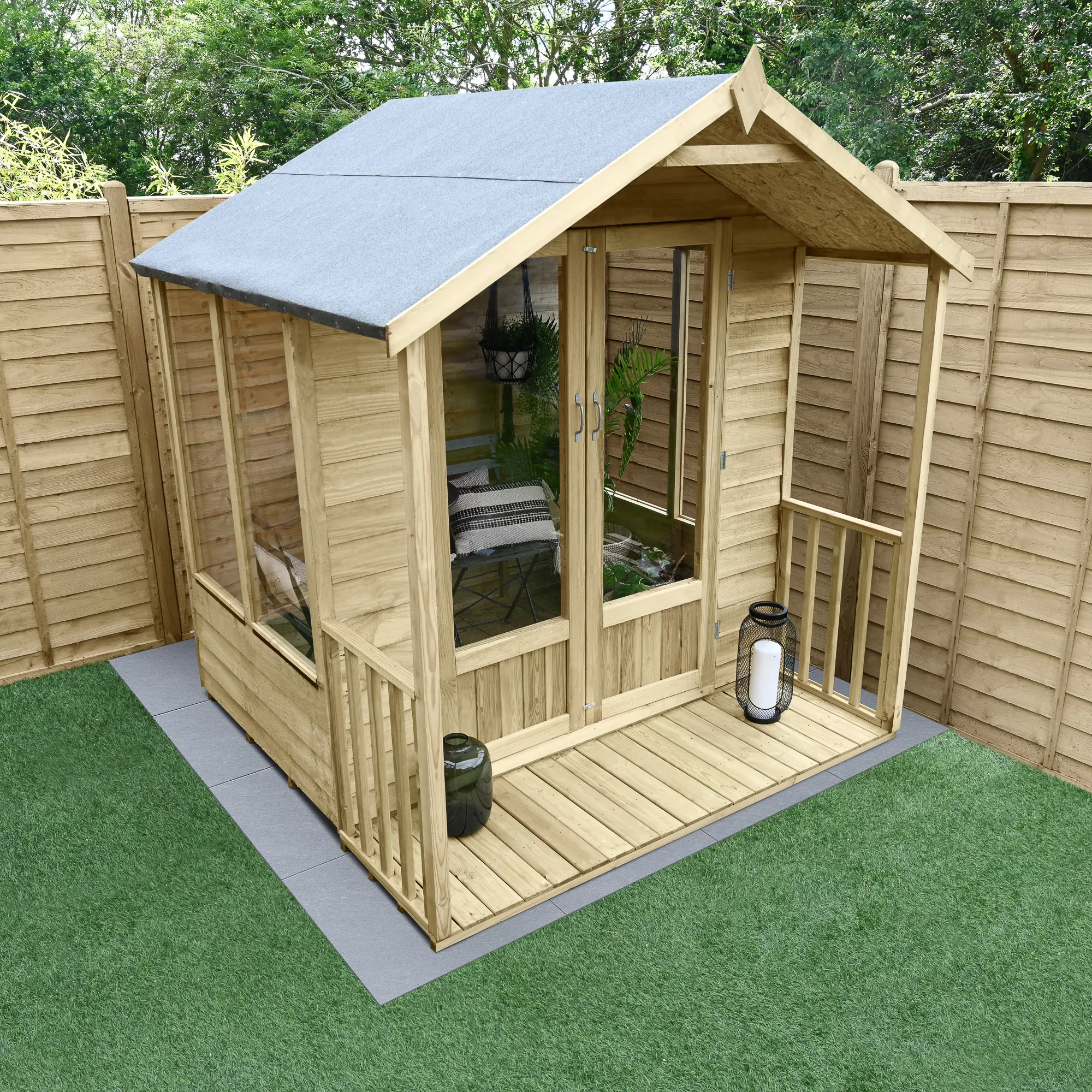 Forest Garden Oakley 6x6 Apex Overlap Solid Wood Summer House With Double Door 3 Forest Garden Oakley 6x6 Apex Overlap Solid Wood Summer House With Double Door - Image 3