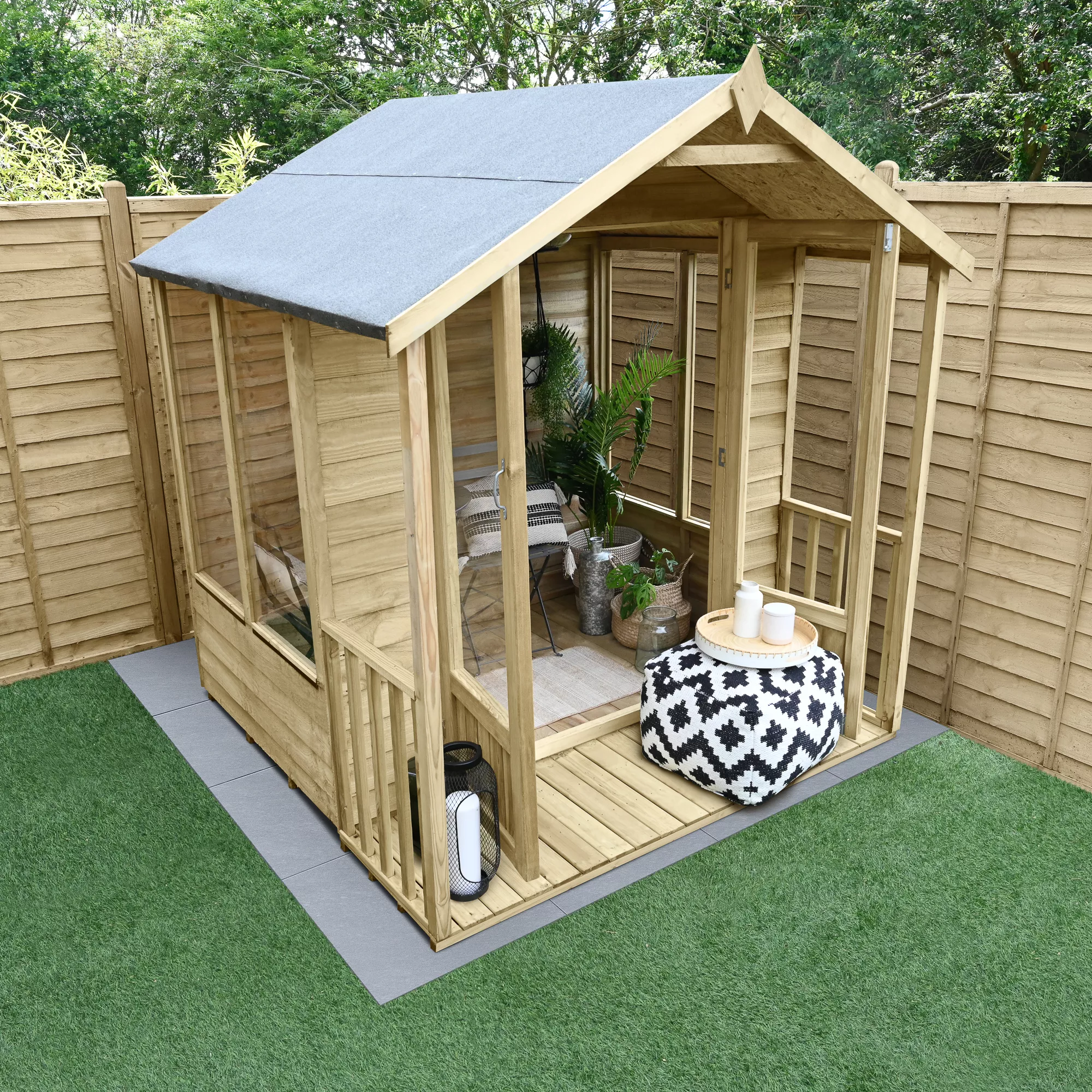 Forest Garden Oakley 6x6 Apex Overlap Solid Wood Summer House With Double Door 4 Forest Garden Oakley 6x6 Apex Overlap Solid Wood Summer House With Double Door - Image 4