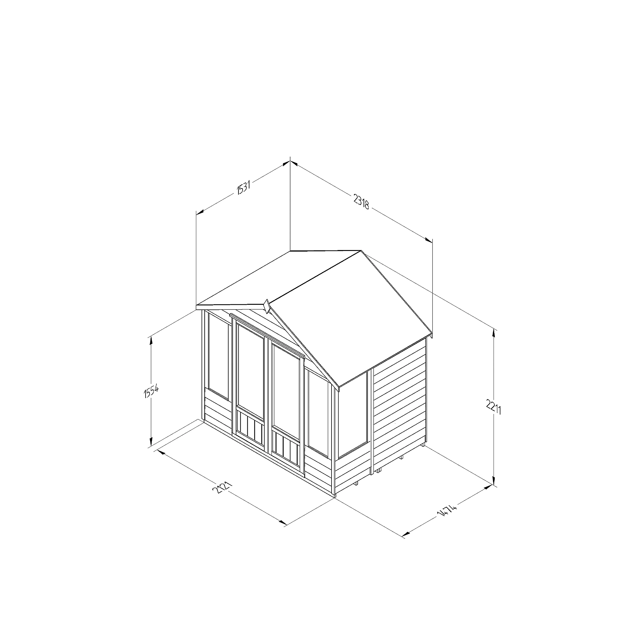 Forest Garden Oakley 7x5 Apex Overlap Solid Wood Summer House With Double Door - Assembly Service Included 4 Forest Garden Oakley 7x5 Apex Overlap Solid Wood Summer House With Double Door - Assembly Service Included - Image 4