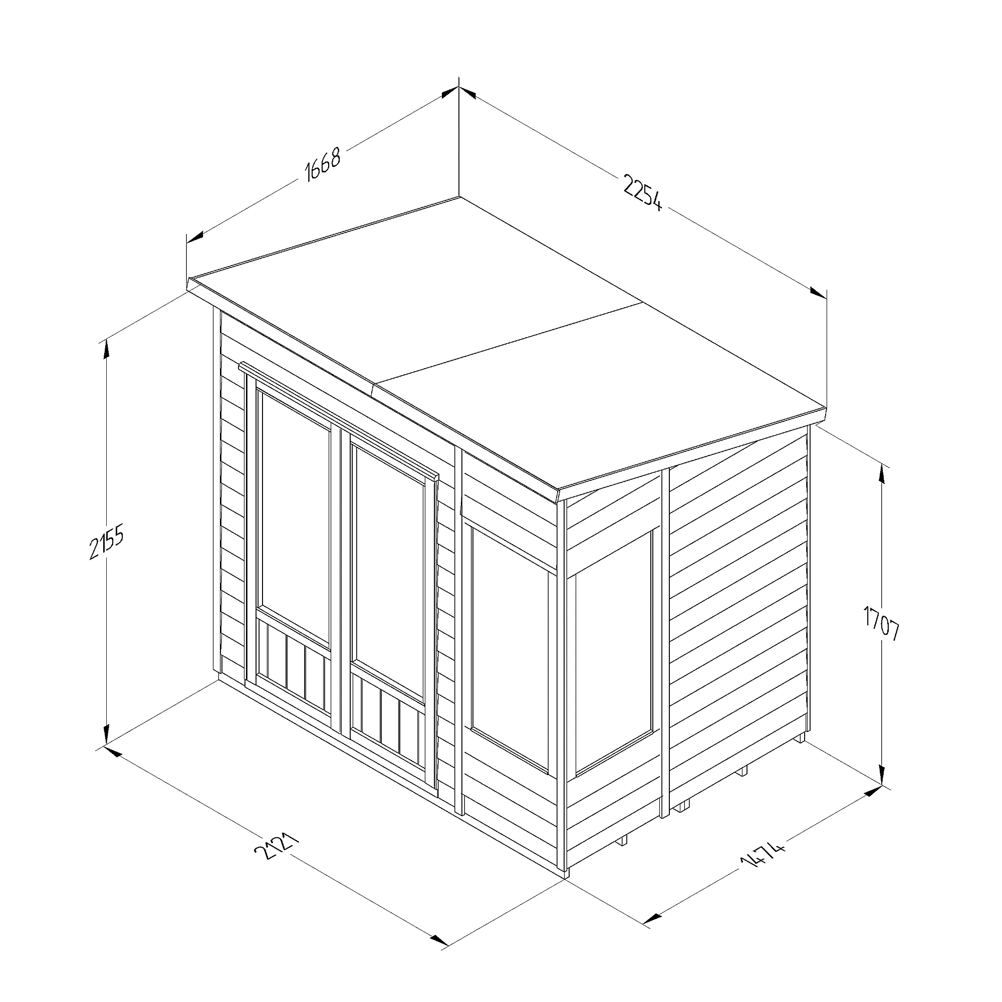Forest Garden Oakley 7x5 Pent Overlap Solid Wood Summer House With Double Door - Assembly Service Included 5 Forest Garden Oakley 7x5 Pent Overlap Solid Wood Summer House With Double Door - Assembly Service Included - Image 5