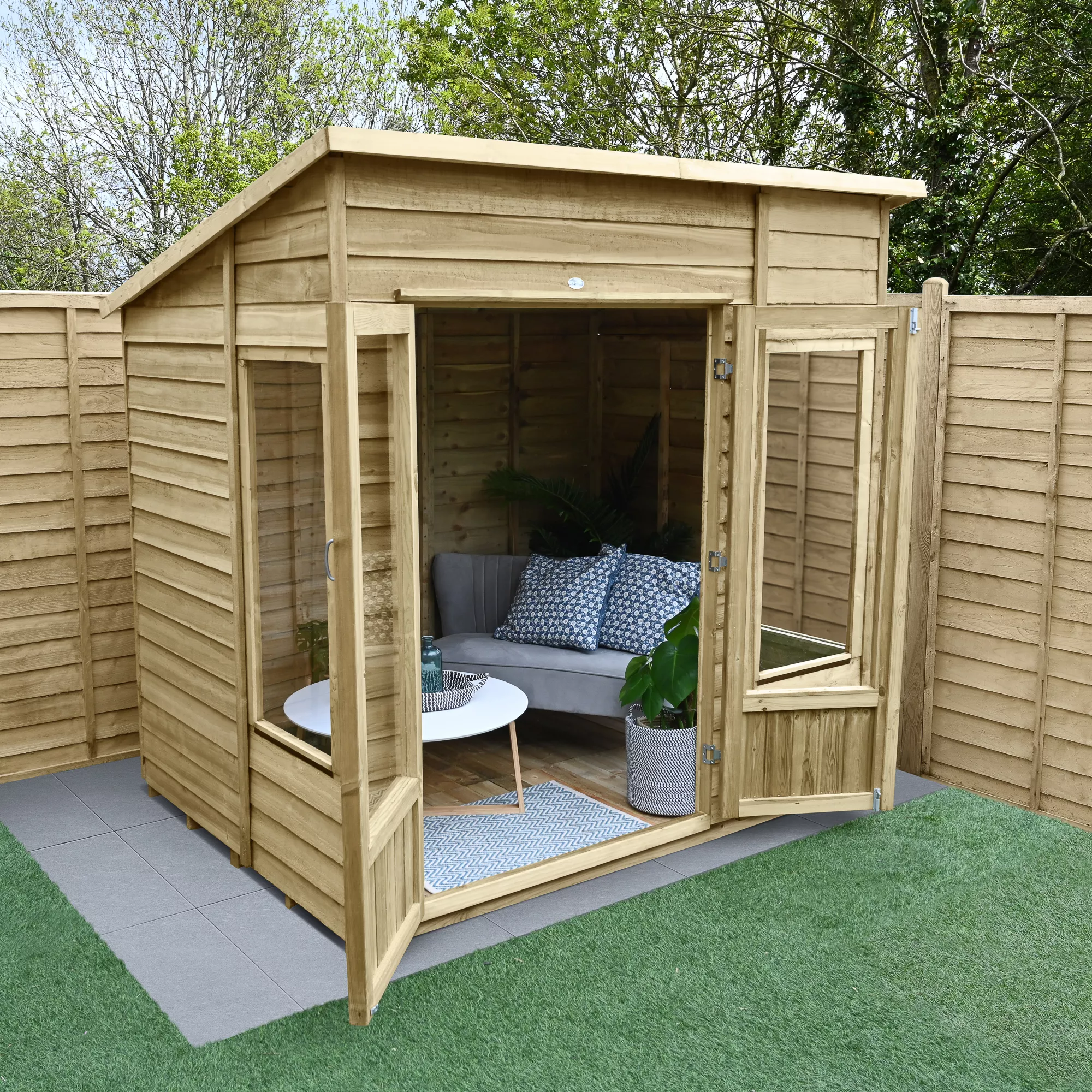 Forest Garden Oakley 7x5 Pent Overlap Solid Wood Summer House With Double Door - Assembly Service Included 4 Forest Garden Oakley 7x5 Pent Overlap Solid Wood Summer House With Double Door - Assembly Service Included - Image 4