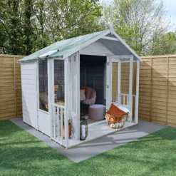 Forest Garden Oakley 7x7 Apex Overlap Solid Wood Summer House With Double Door -Hozelock Shop forest garden oakley 7x7 apex overlap solid wood summer house with double door5013053188644 02i bq