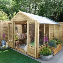 Forest Garden Oakley 8x10 Apex Overlap Solid Wood Summer House With Double Door - Assembly Service Included -Hozelock Shop forest garden oakley 8x10 apex overlap solid wood summer house with double door assembly service included5013053188781 02i bq