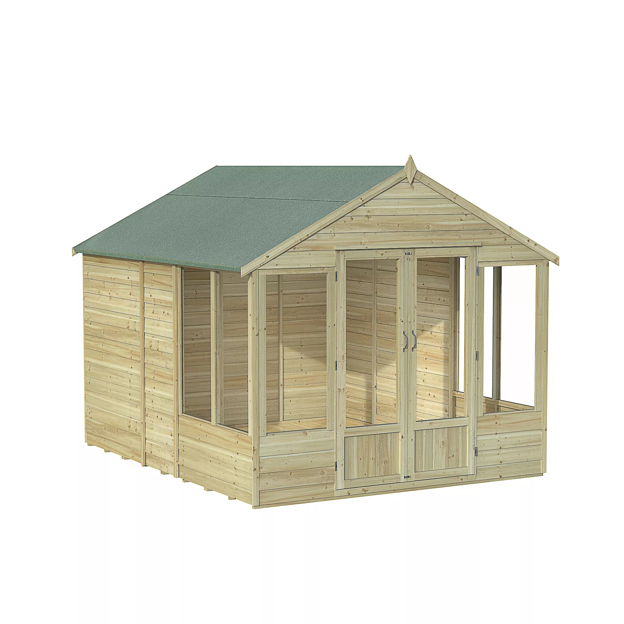 Forest Garden Oakley 8x10 Apex Overlap Solid Wood Summer House With Double Door (Base Included) - Assembly Service Included 2 Forest Garden Oakley 8x10 Apex Overlap Solid Wood Summer House With Double Door (Base Included) - Assembly Service Included - Image 2