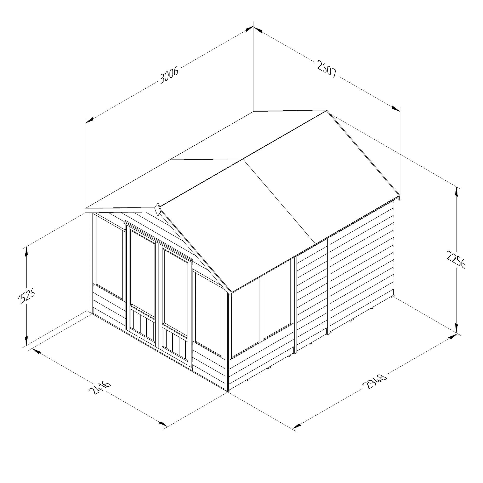 Forest Garden Oakley 8x10 Apex Overlap Solid Wood Summer House With Double Door (Base Included) - Assembly Service Included 4 Forest Garden Oakley 8x10 Apex Overlap Solid Wood Summer House With Double Door (Base Included) - Assembly Service Included - Image 4