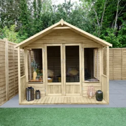 Forest Garden Oakley 8x12 Apex Overlap Solid Wood Summer House With Double Door -Hozelock Shop forest garden oakley 8x12 apex overlap solid wood summer house with double door5013053188828 01i bq