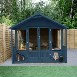 Forest Garden Oakley 8x12 Apex Overlap Solid Wood Summer House With Double Door -Hozelock Shop forest garden oakley 8x12 apex overlap solid wood summer house with double door5013053188828 03i bq