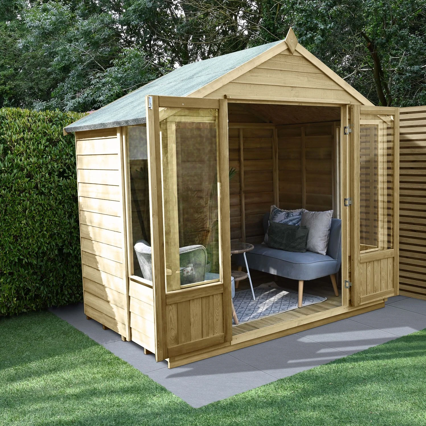 Forest Garden Oakley 8x6 Apex Overlap Solid Wood Summer House With Double Door - Assembly Service Included 4 Forest Garden Oakley 8x6 Apex Overlap Solid Wood Summer House With Double Door - Assembly Service Included - Image 4