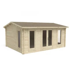 Forest Garden Rushock 5x4 Toughened Glass Apex Loglap Solid Wood Cabin With Double Door - Assembly Service Included -Hozelock Shop forest garden rushock 5x4 toughened glass apex loglap solid wood cabin with double door assembly service included5013053181492 02c bq