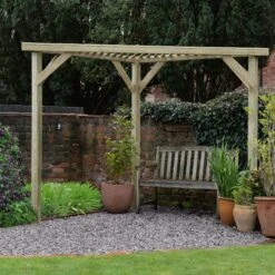 Forest Garden Slatted Corner Pergola, (H)2130mm (W)1470mm -Hozelock Shop forest garden slatted corner pergola h 2130mm w 1470mm5013053183199 02i bq