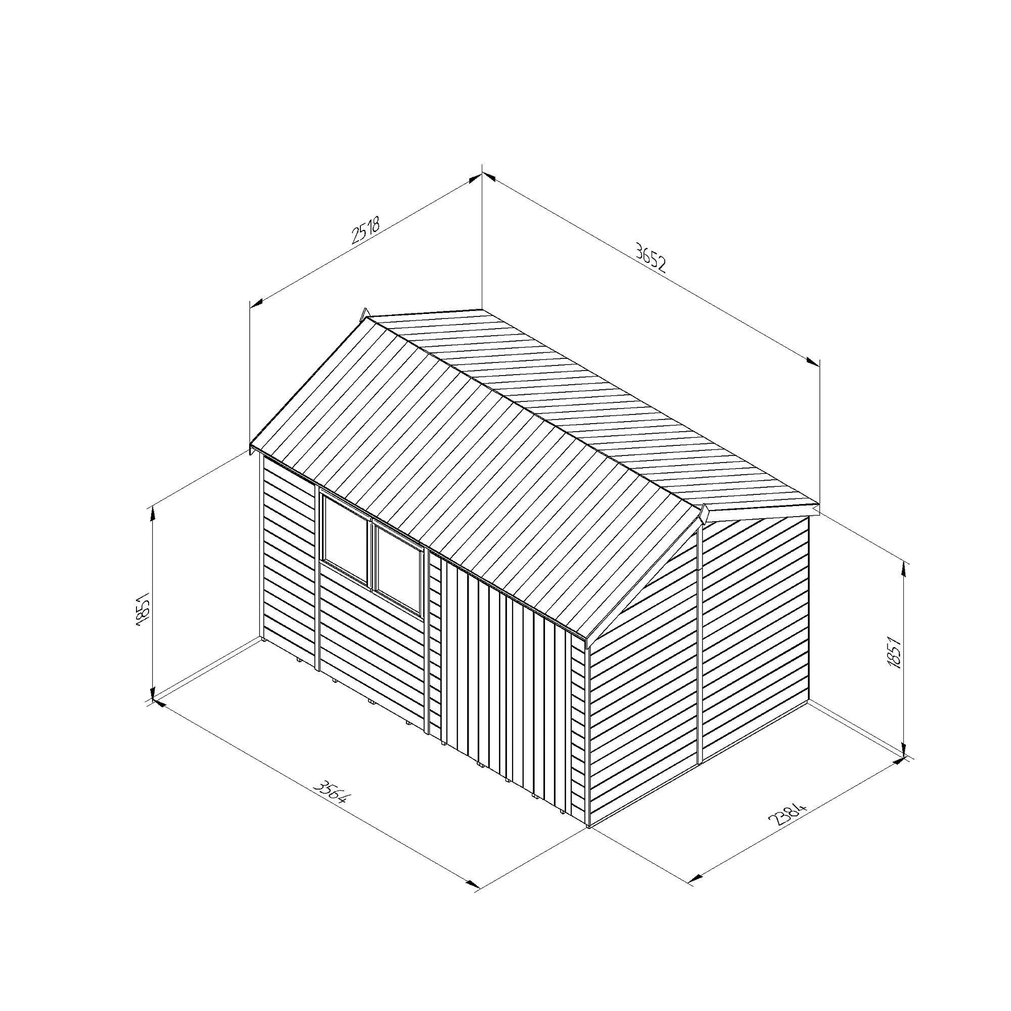 Forest Garden Timberdale 12x8 Ft Reverse Apex Tongue & Groove Wooden 2 Door Shed With Floor 3 Forest Garden Timberdale 12x8 Ft Reverse Apex Tongue & Groove Wooden 2 Door Shed With Floor - Image 3