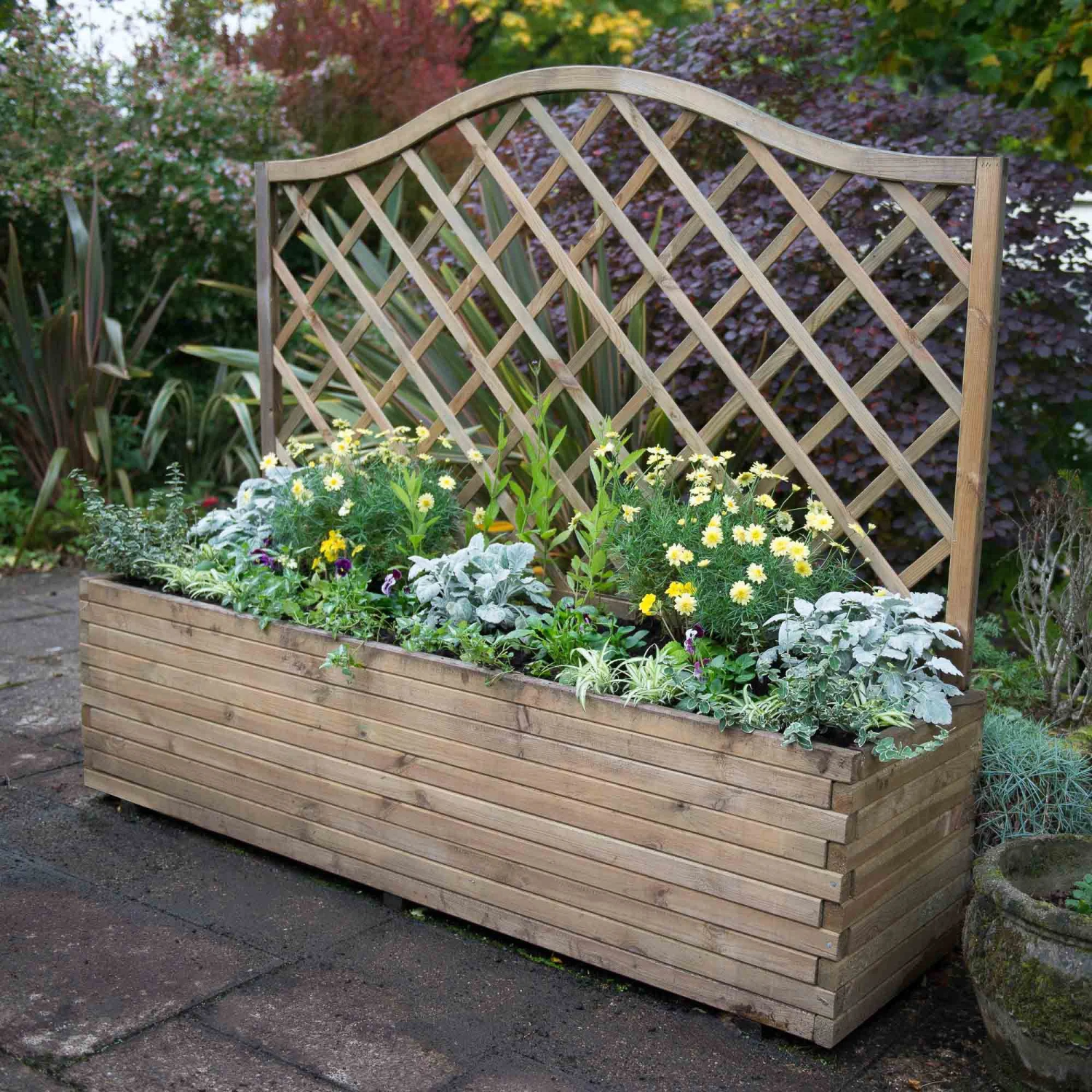Forest Garden Venice Natural Timber Wooden Rectangular Planter 1 Forest Garden Venice Natural Timber Wooden Rectangular Planter