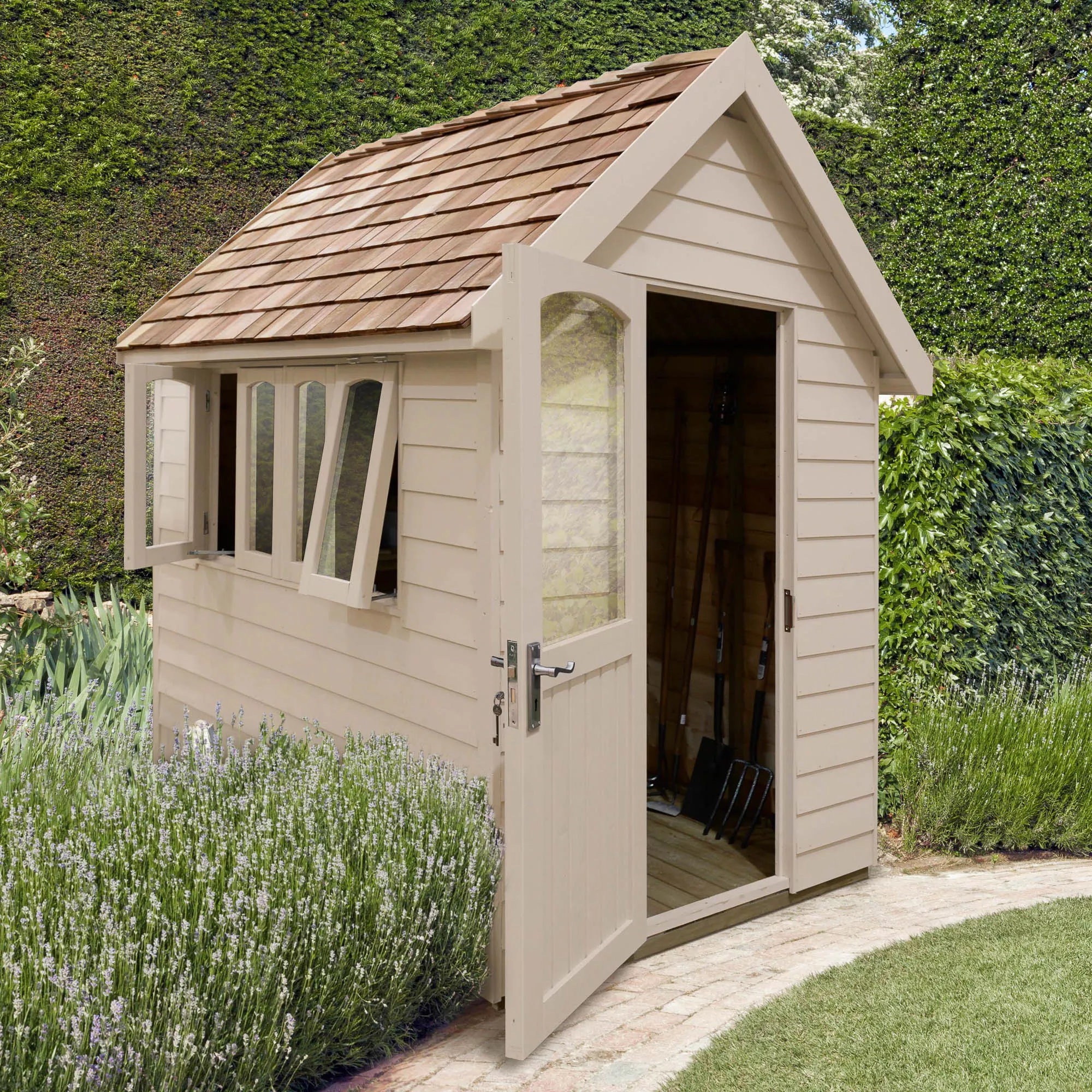Forest Retreat 8x5 Apex Pressure Treated Overlap Cream Shed With Floor - Assembly Service Included 1 Forest Retreat 8x5 Apex Pressure Treated Overlap Cream Shed With Floor - Assembly Service Included