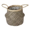 GoodHome Black Seagrass Herringbone Circular Plant Pot (Dia)21cm